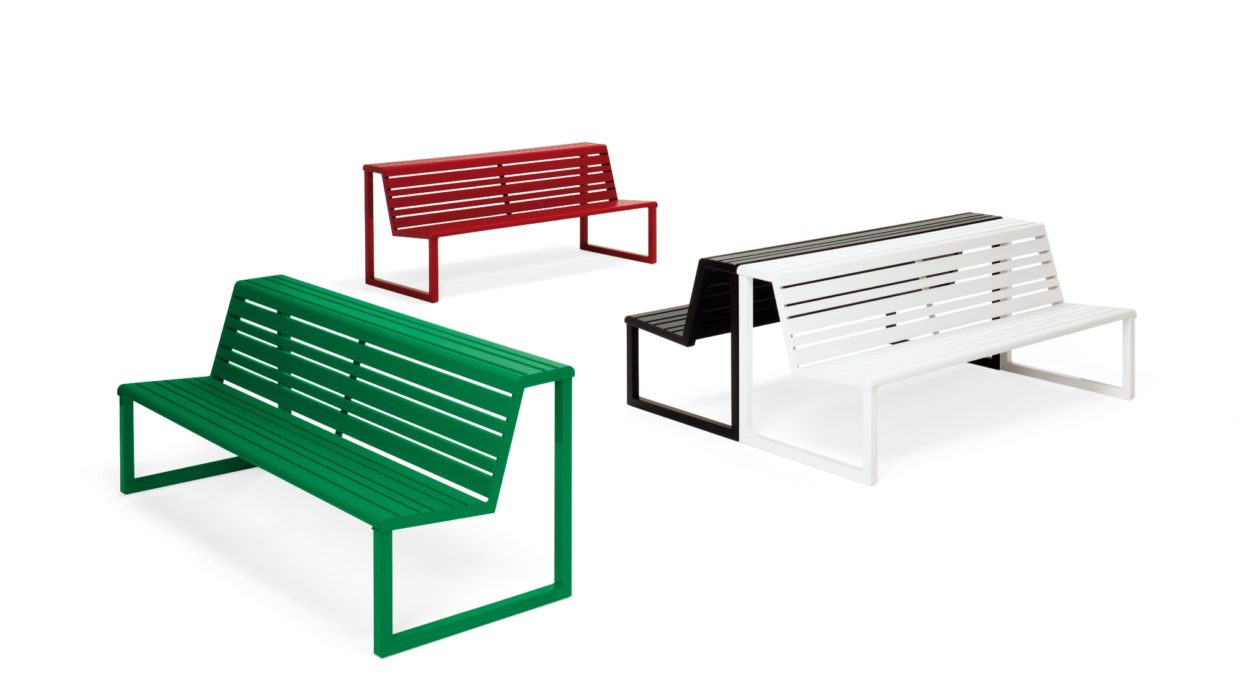 .h24 Sitzbank mit Rückenlehne und doppelter Sitzfläche Urbantime by Diemmebi
