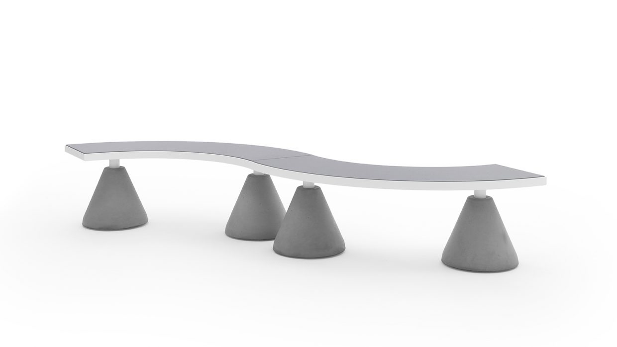 CURVED FLAT BENCH WITH CONICAL BASE .040