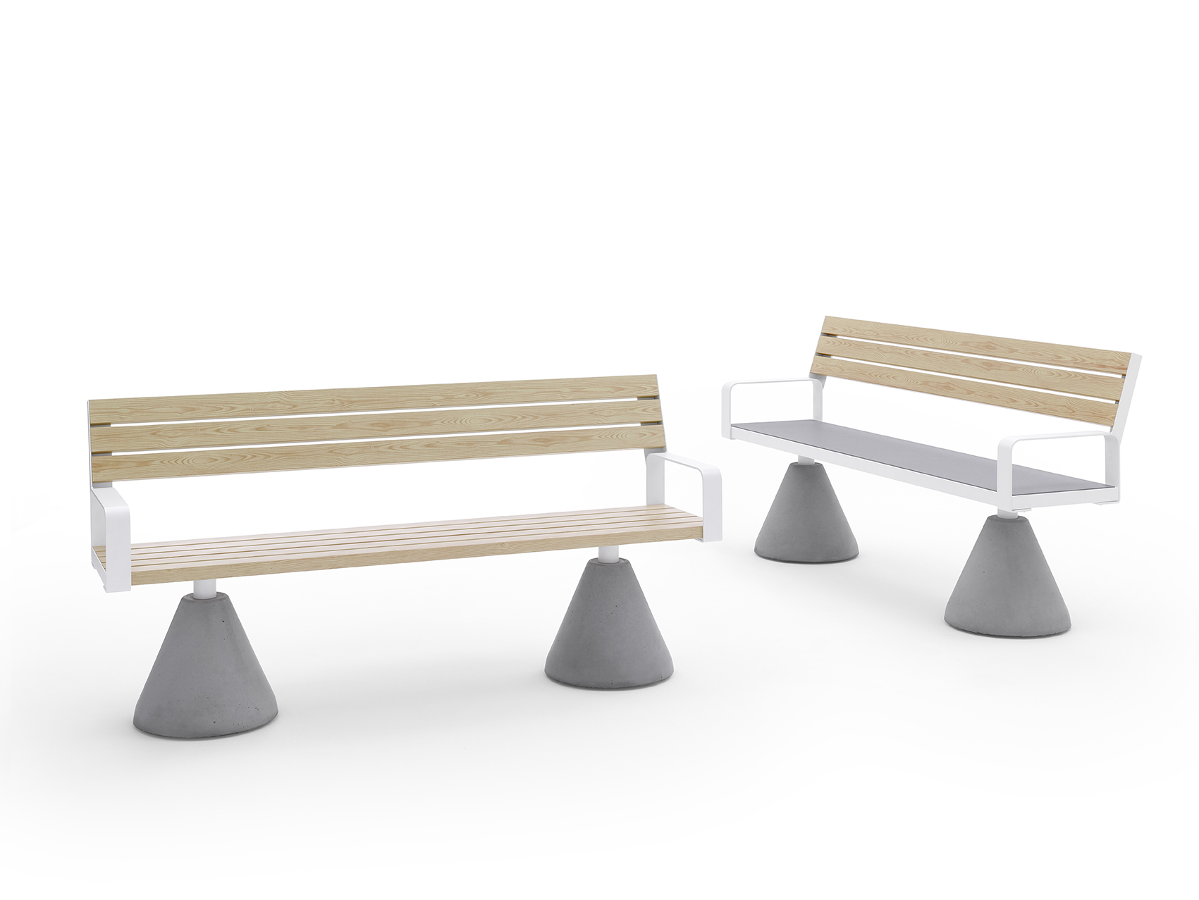 BENCH WITH BACKREST WITH CONICAL BASE .040